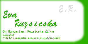 eva ruzsicska business card